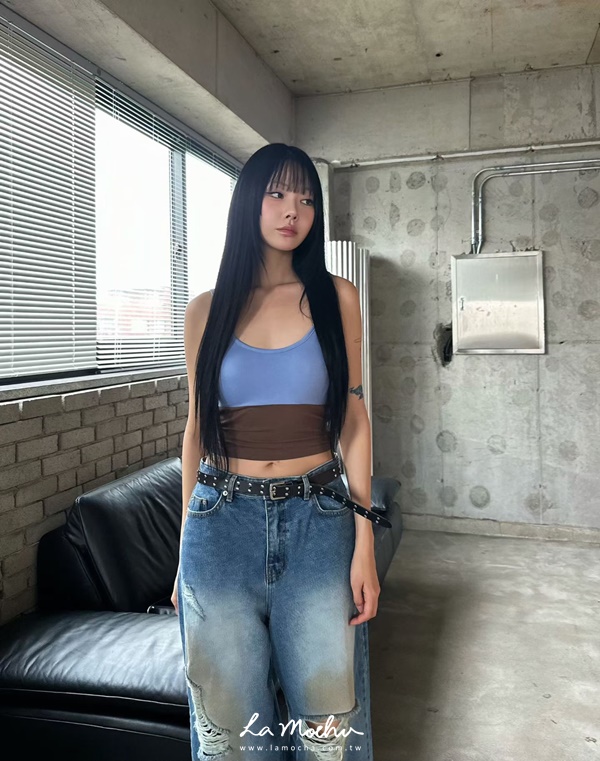 拼接色細肩美背BRA背心